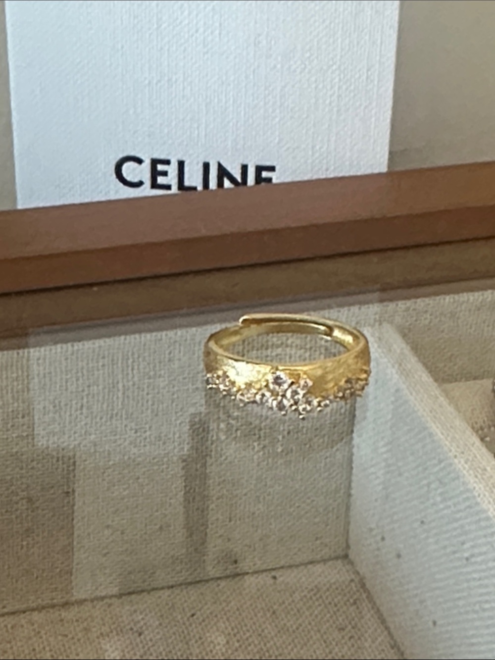 Gold Crystal-Embellished Wide Band Ring